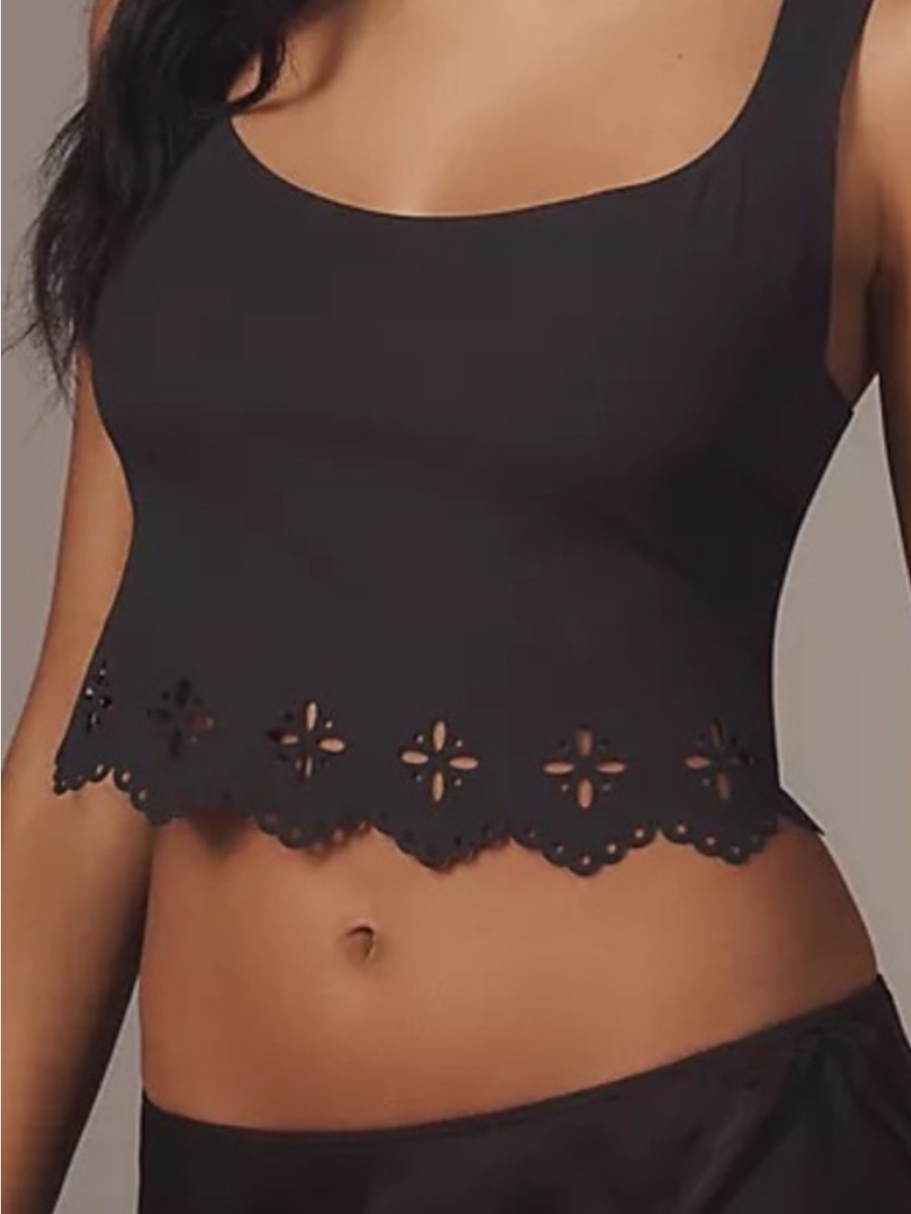 Anthropologie Navy Large Laser-Cut Cropped Tank seamless